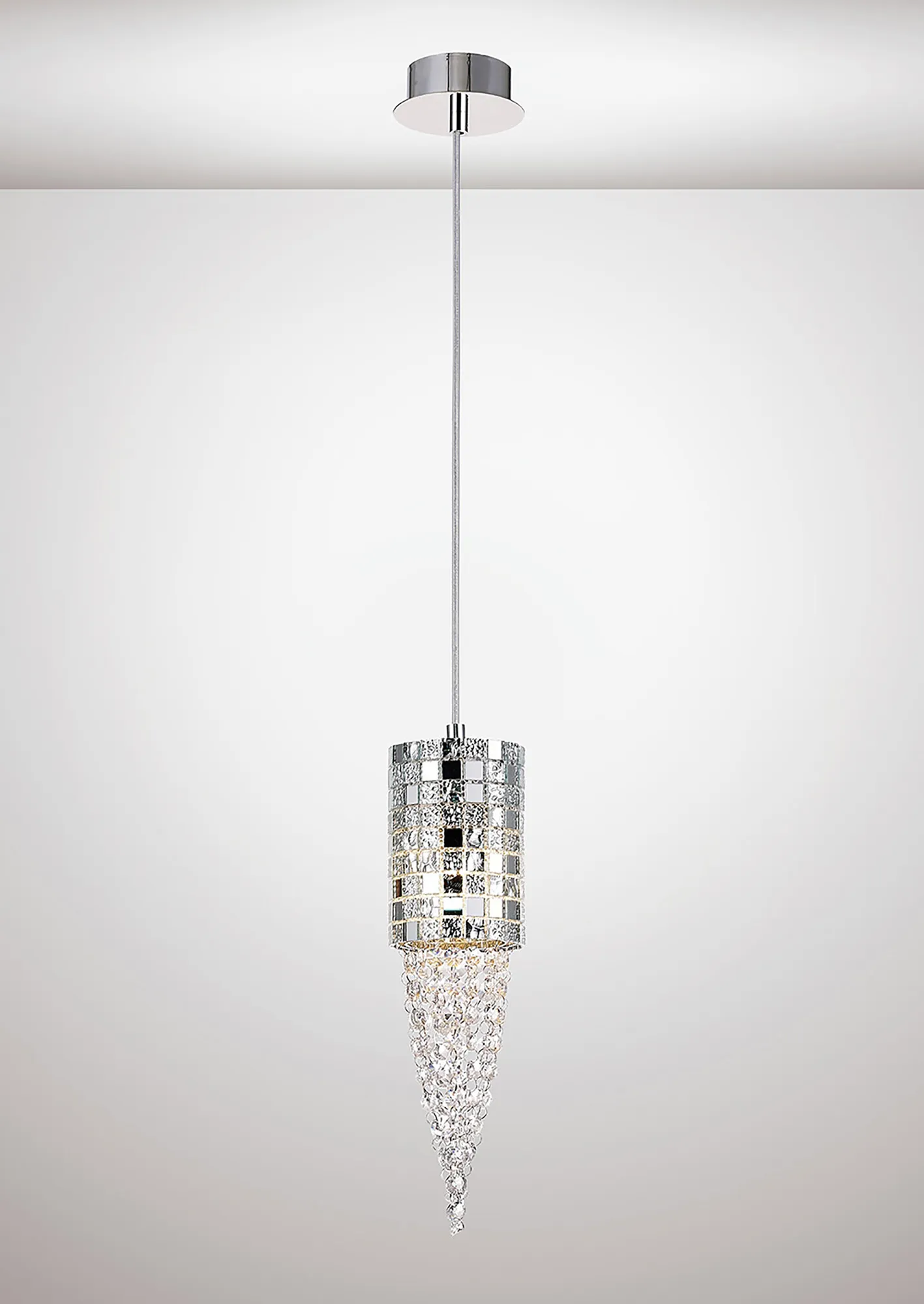 IL31622  Camden Crystal Pendant 1 Light Polished Chrome